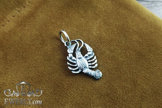 Pendant of silver "Cancer" with blackening, фото