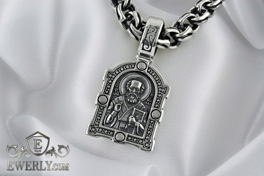 Saint Nicholas the Wonderworker. Pendant with blackening., фото