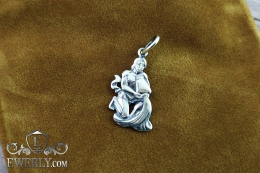 Pendant of silver "Aquarius" with blackening, фото