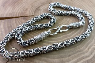 Large silver chain Malvina with blackening, фото