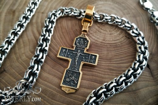 Chain "Bismarck" 100  grams and cross with gilding, фото