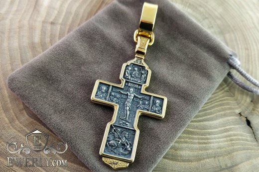 Великий срібний хрест із позолотою та чорнінням, фото